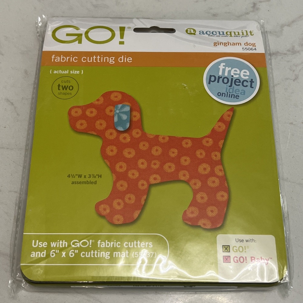 Accuquilt Go! Gingham Dog Fabric Cutting Die 55064 GO! Baby New
